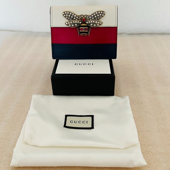 💯 Authentic Discontinued 🐝 GUCCI 🐝 Calfskin Queen Margaret Card Case Wallet - Picture 3 of 14